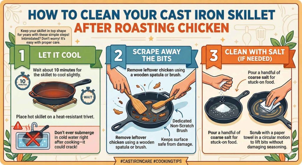 How to Clean Your Cast Iron Skillet After Roasting Chicken