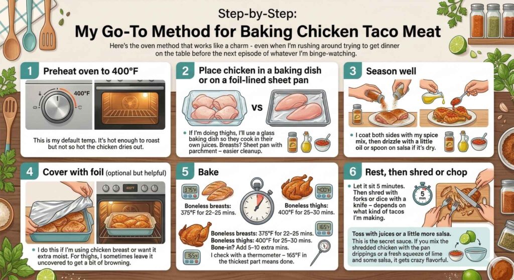 Method for Baking Chicken Taco Meat