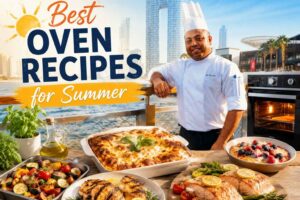 Chef Mossaraof with Best Oven Recipes for Summer including light oven-baked meals, seasonal ingredients, and flavorful summer recipes